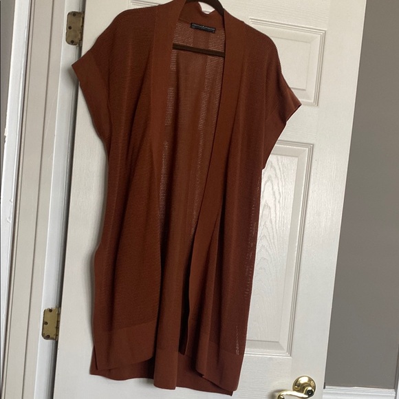 Peruvian Connection Sweaters - PERUVIAN CONNECTION Women's longer Brown Open-Front Topper